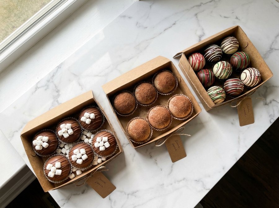 Caixas prontas de bombas de chocolate
